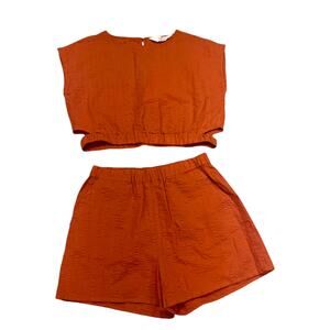 H&M 2-piece Top and Shorts Set - Brick red orange- Kids Girls Size 16